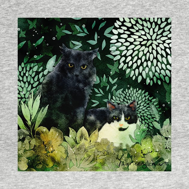 Desert Cat Brothers Negative Painting Green Background by venglehart